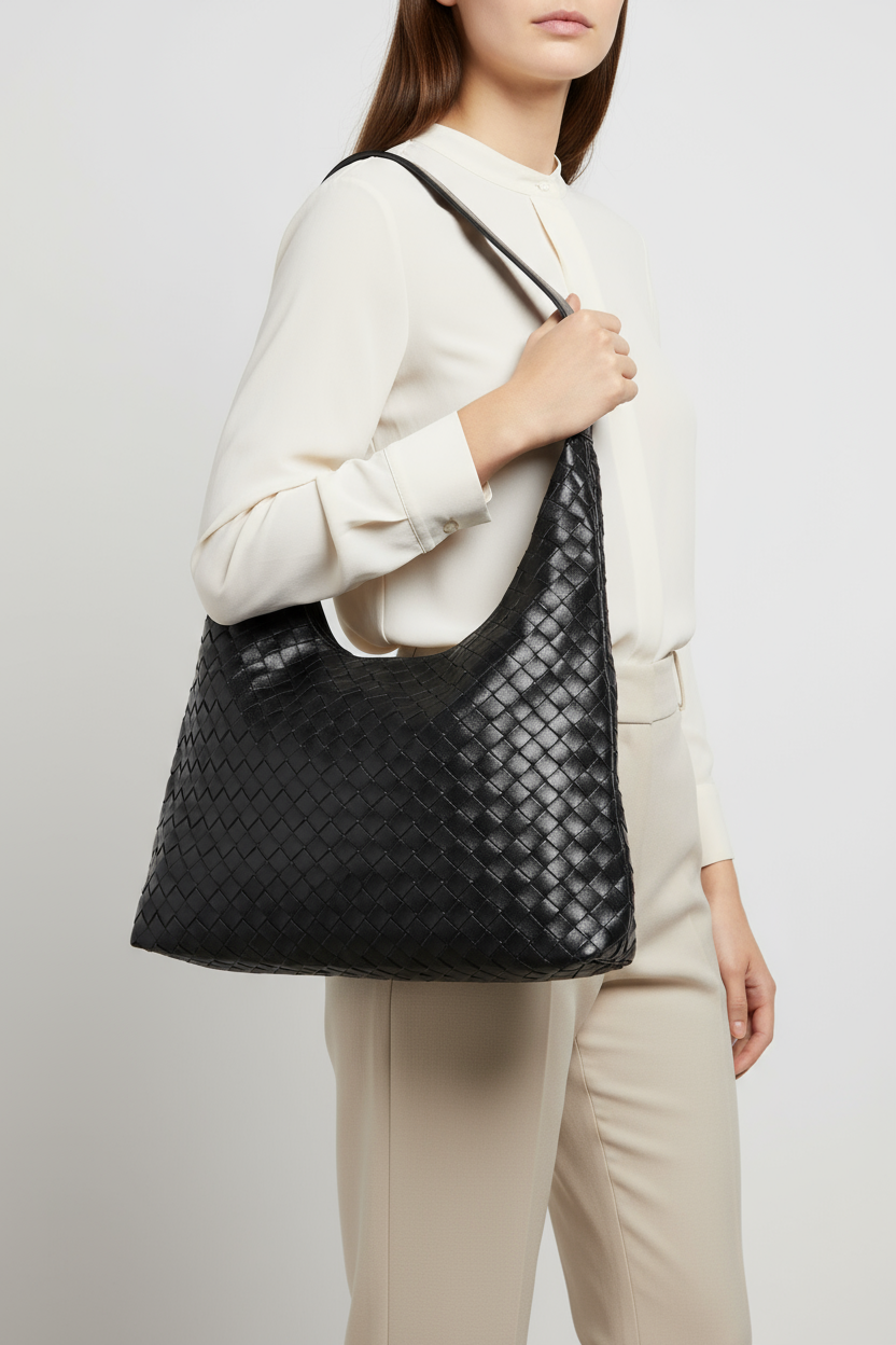Woven Vegan Leather Tote Bag - Lily Bloom