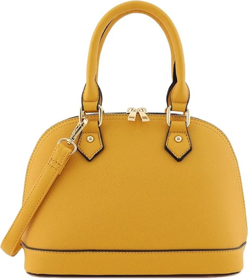 Zip - Around Classic Dome Saffiano Leather Satchel - Lily Bloom