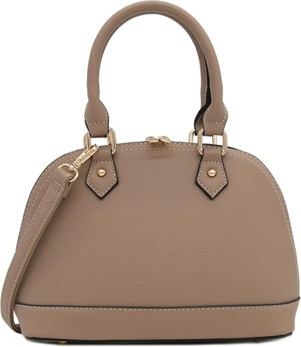 Zip - Around Classic Dome Saffiano Leather Satchel - Lily Bloom