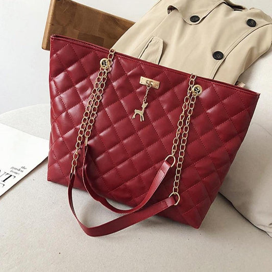 Plaid Hand Bag Designer Chain Diamond Pattern Shoulder Messenger Bag Large Capacity Office Lady Travel Bag - Lily Bloom