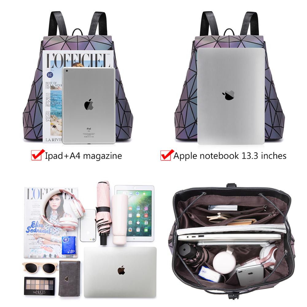 Backpack Schoolbag Cross-body Set Purse Geometric Luminous Reflective - Lily Bloom