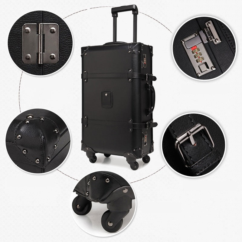 Retro Design High Grade 20/24 Inches Strong And Sturdy Trolley Boarding Suitcase Travel Waterproof Rolling  Luggage Spinner Box - Lily Bloom