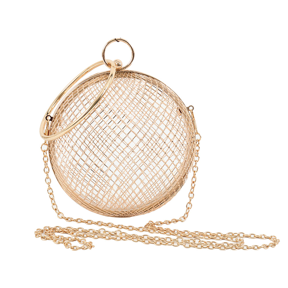 Hollow Metal Ball Shoulder Bag Gold Round Clutch Luxury Cross-Body Purse - Lily Bloom