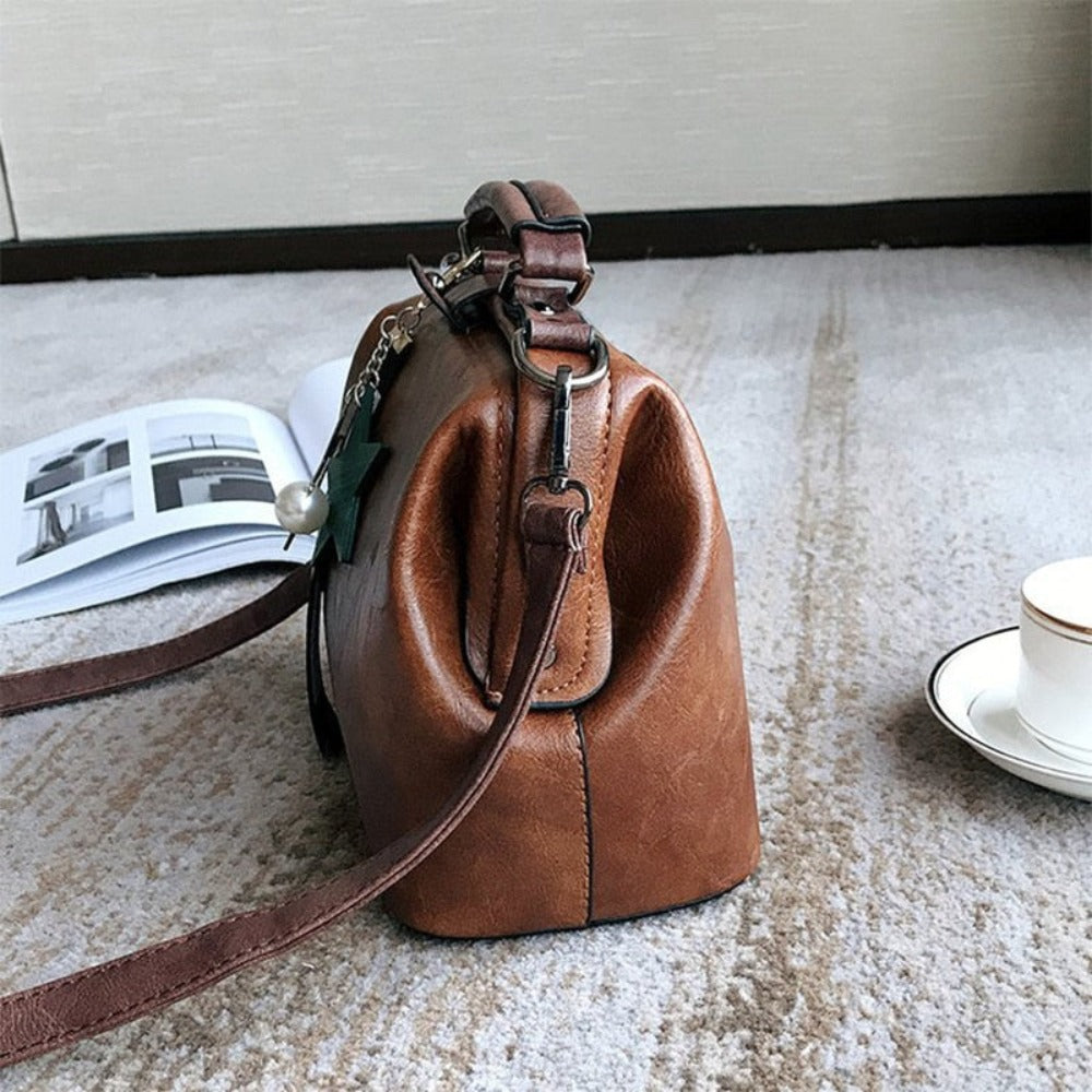 Star Pendant Tassel Rivets Leather Cross-body Shoulder Bag - Lily Bloom