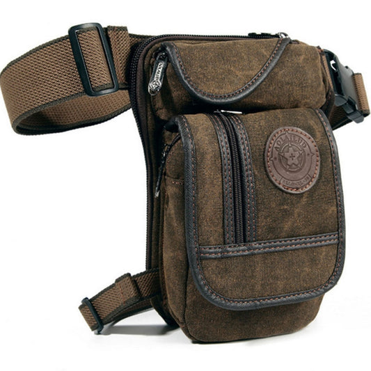 Men Canvas Waist Drop Leg Bag Thigh Hip Belt Bum Fanny Pack Military Tactical Travel Riding Motorcycle Messenger Shoulder Bag - Lily Bloom