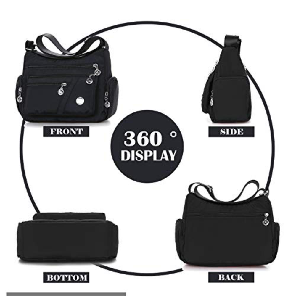 Women Shoulder Lightweight Crossbody Bag Multiple Pockets Messenger Bag  Adjustable Strap - Lily Bloom