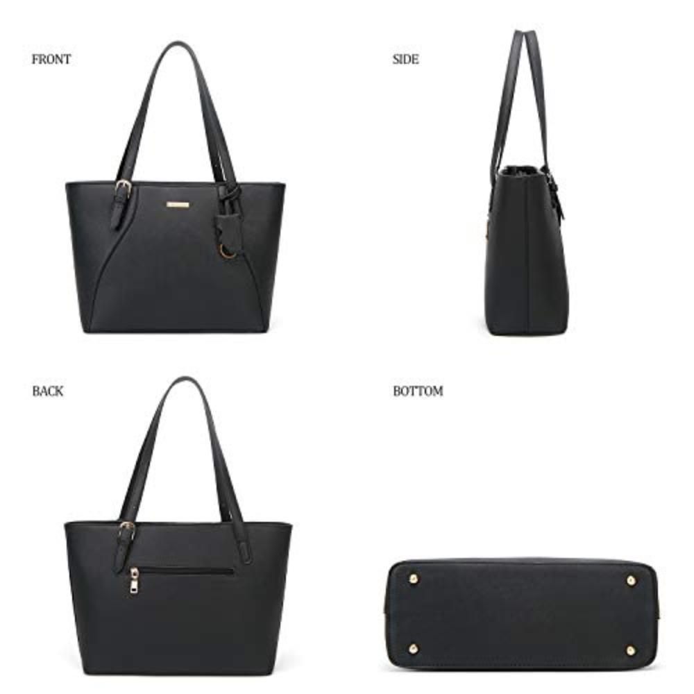 Women Fashion Handbags Tote Bag Shoulder Bag Top Handle Satchel Purse Set 4pcs (Black B) - Lily Bloom