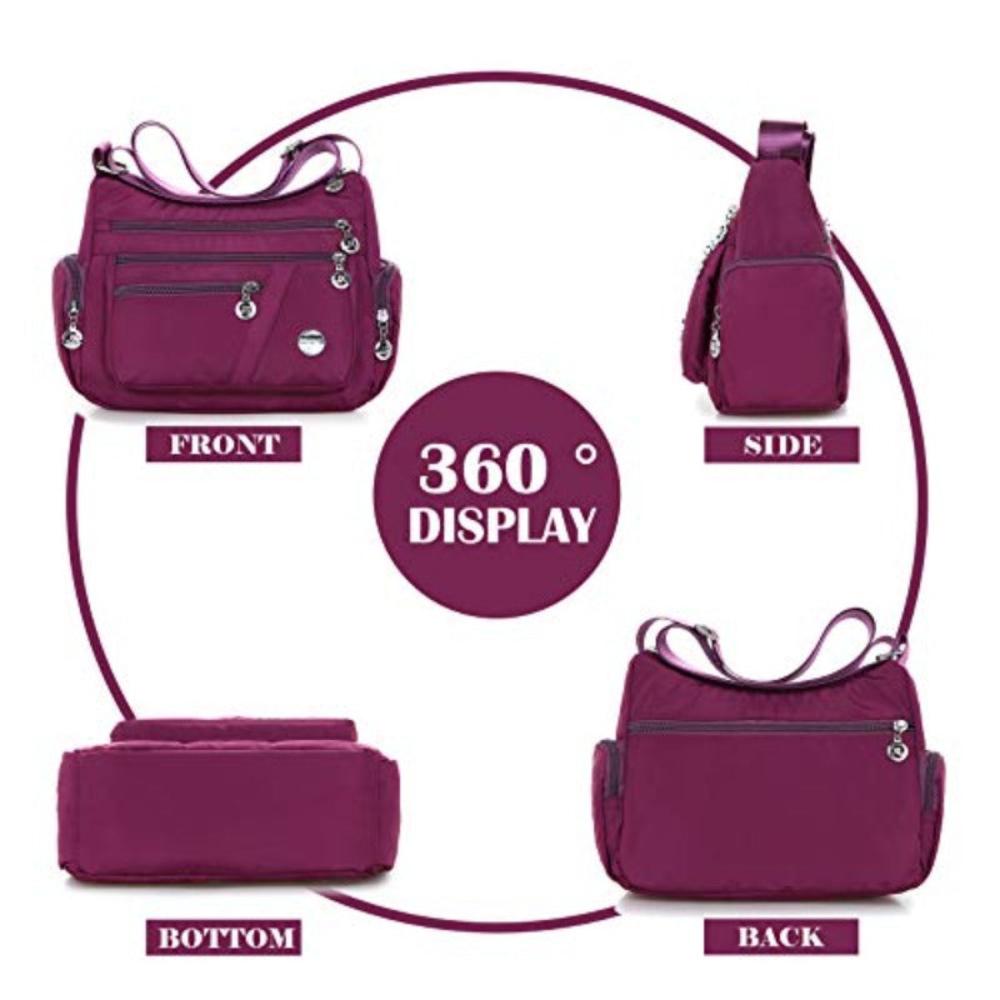 Shoulder Lightweight Crossbody Bag Multiple Pockets Messenger Satchel Purse Adjustable Strap - Lily Bloom