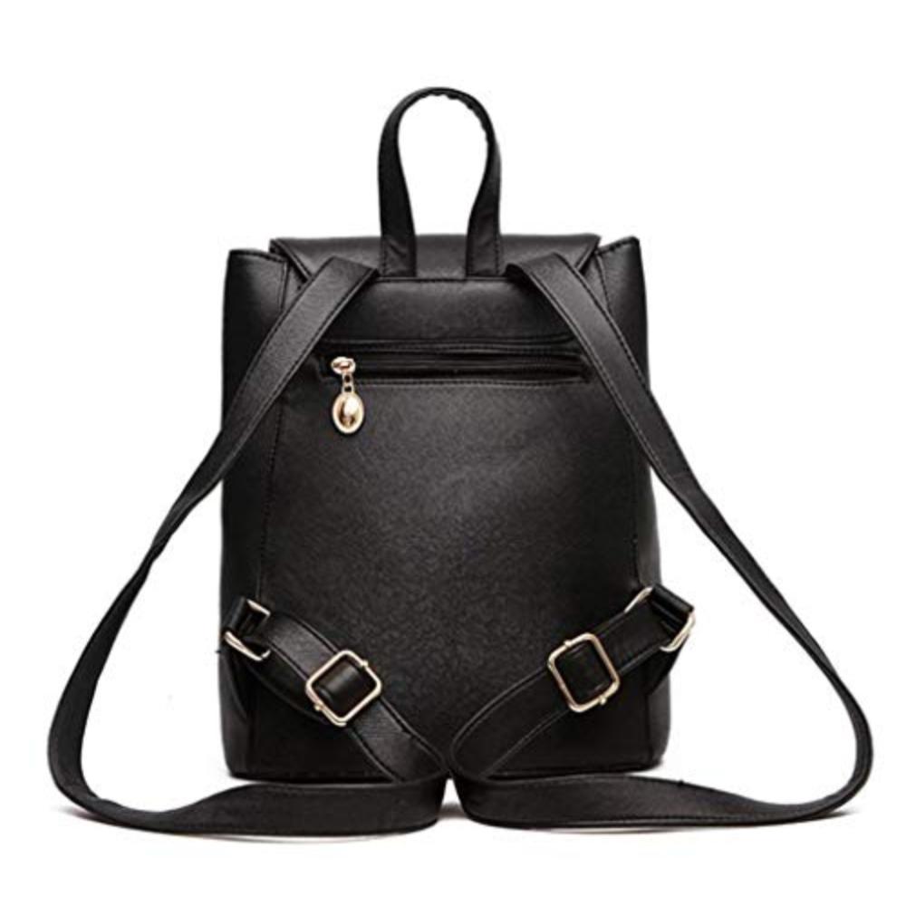 Small Backpack Purse for Women PU Leather Travel Daypacks Fashion Shoulder Bag(Black) - Lily Bloom