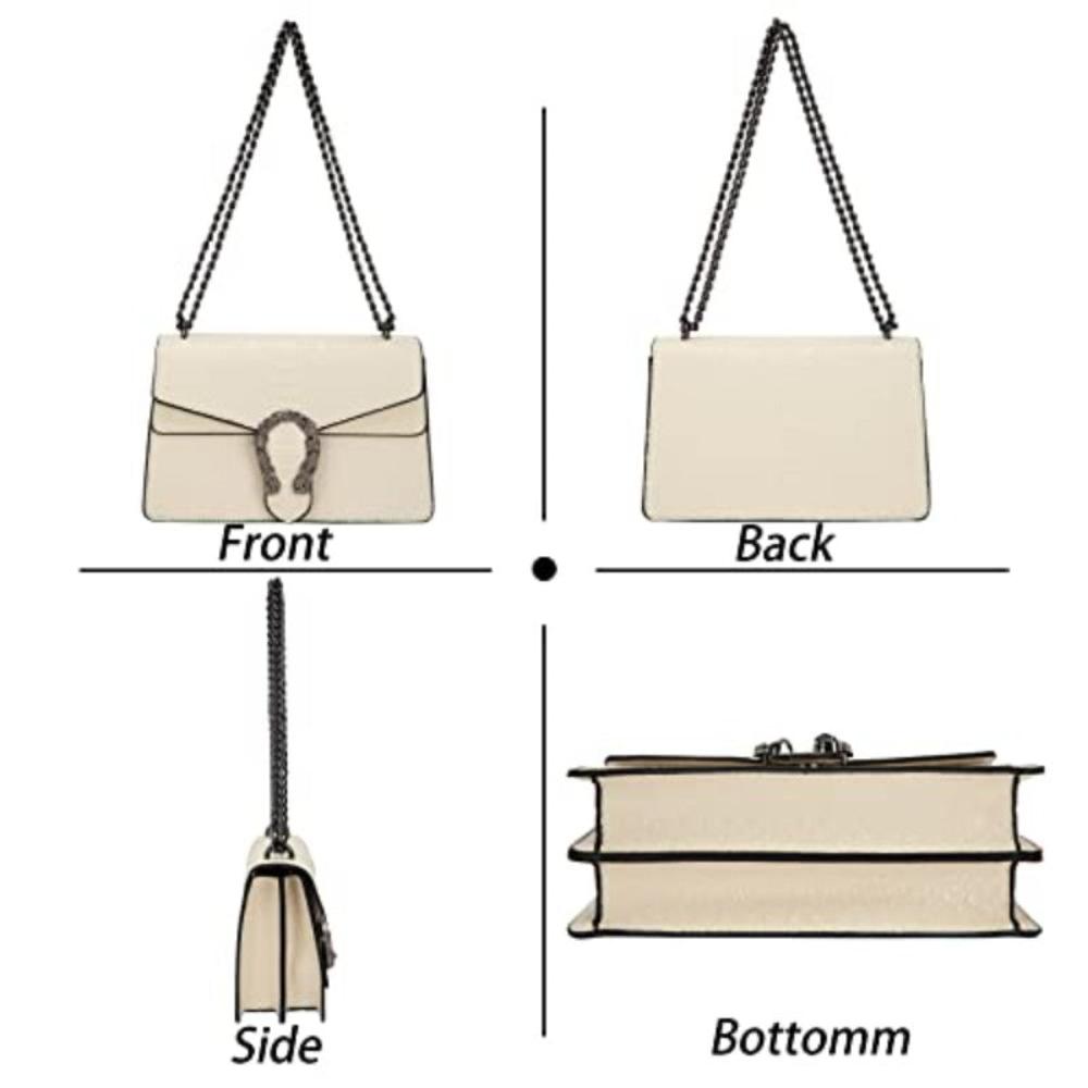 Crossbody Shoulder Square Purse Fashion Embossed Snake-Print Leather Handbag Metal Chain satchel Tote Bag - Lily Bloom
