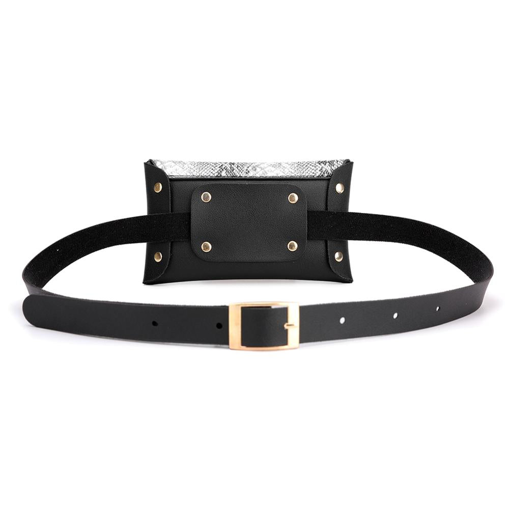 Snake Pattern Shoulder Waist Belt Packs Phone Pouch Flap Leather Cross-body Chest Bag - Lily Bloom
