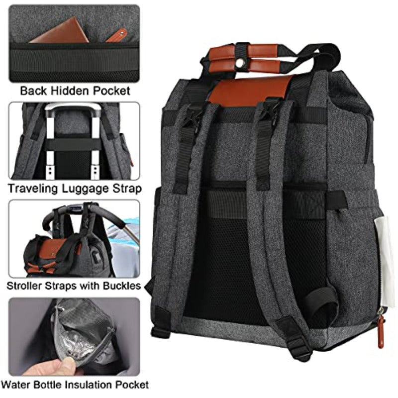 Laptop School Travel Shoulder Backpack 15.6" Waterproof Anti-theft USB Charging Port - Lily Bloom