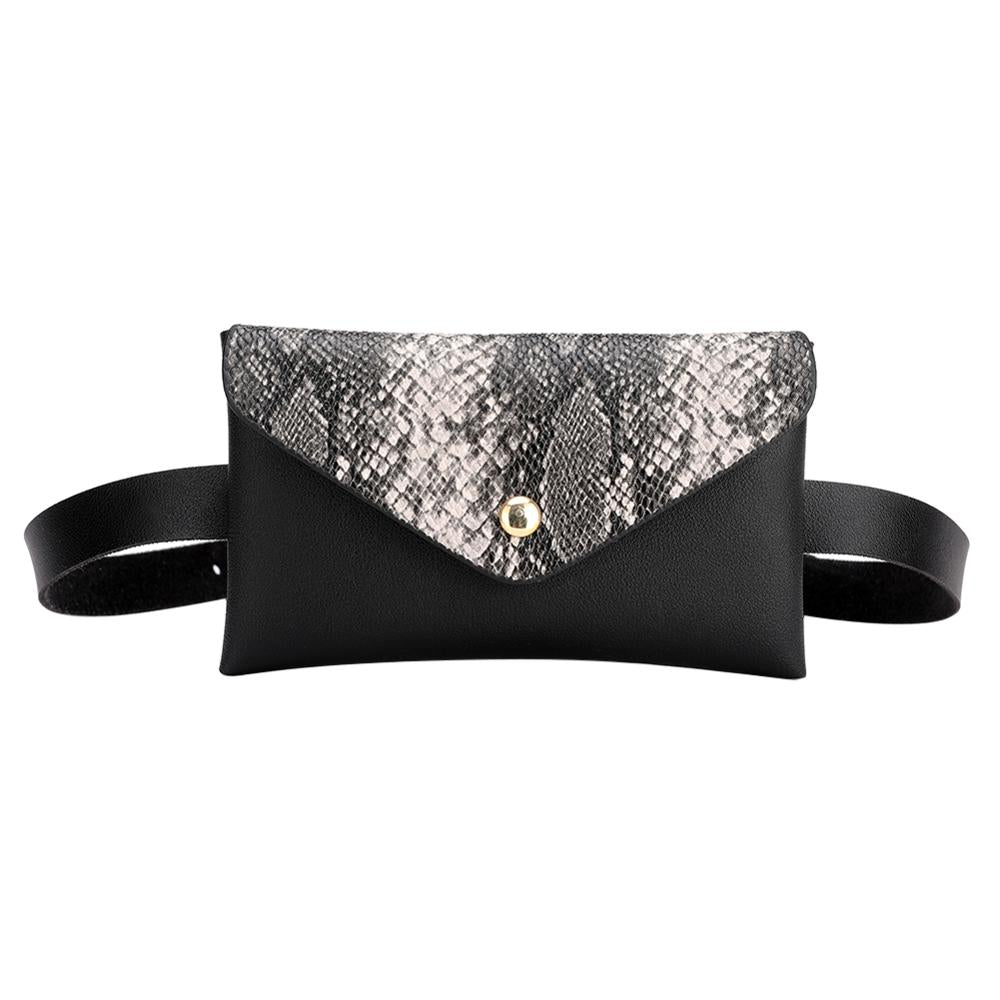 Snake Pattern Shoulder Waist Belt Packs Phone Pouch Flap Leather Cross-body Chest Bag - Lily Bloom