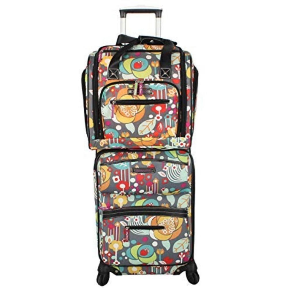 Lily Bloom Designer 15 Inch Carry On - Travel Luggage - Lightweight- Rolling Wheels Suitcase - Under Seat Rolling Bag - Lily Bloom