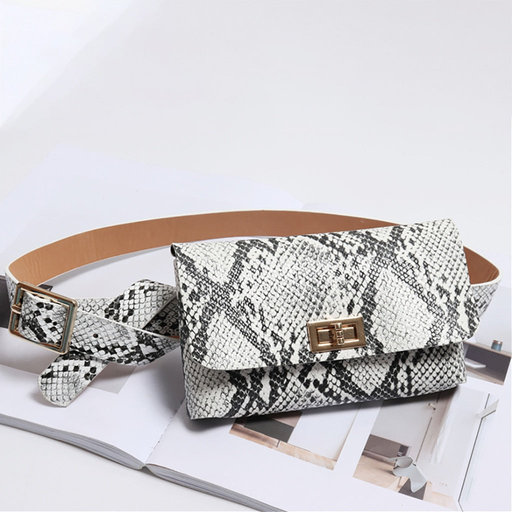Serpentine Button Leather Snake Skin Waist Belt - Lily Bloom