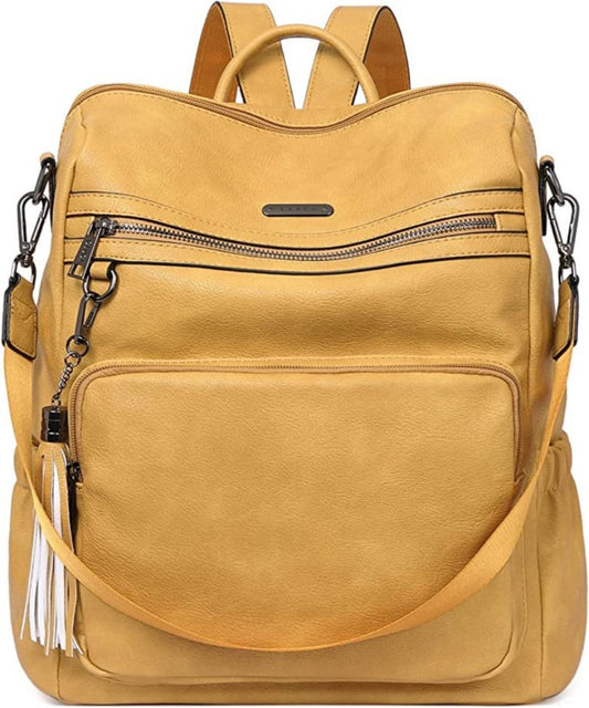 Backpack Purse Leather Designer Travel Large Shoulder Bag with Tassel - Lily Bloom Store