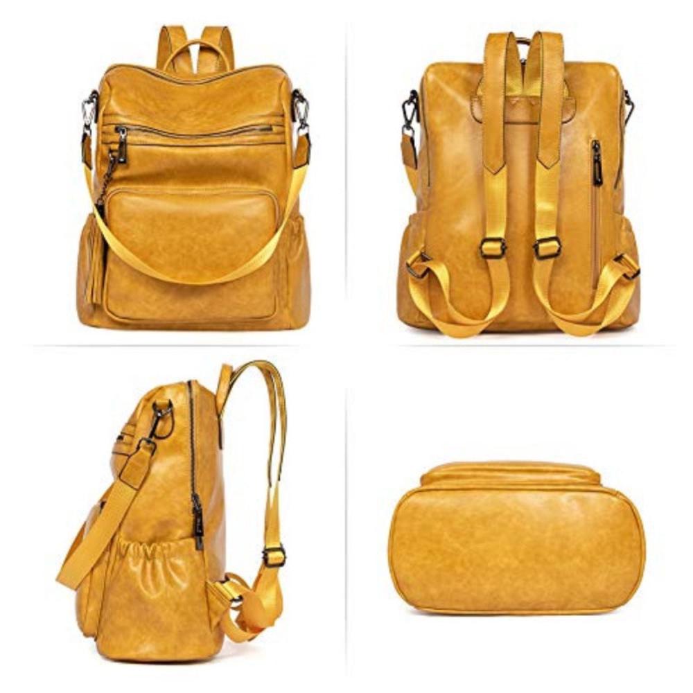 Backpack Purse Two Toned Leather Designer Travel Large Ladies Shoulder Bags with Tassel - Lily Bloom