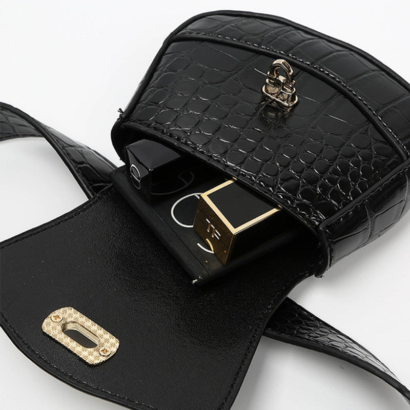 Waist Bag Leather Belt Detachable Pouch Decoration Designer Simple Thin Belt Crocodile Pattern Waist Bag - Lily Bloom