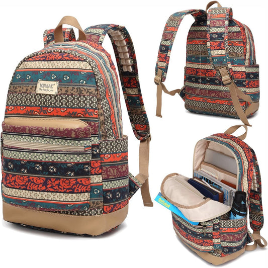 Bohemian Water Resistant Cushion Straps USB Port Laptop Backpack - Lily Bloom Store