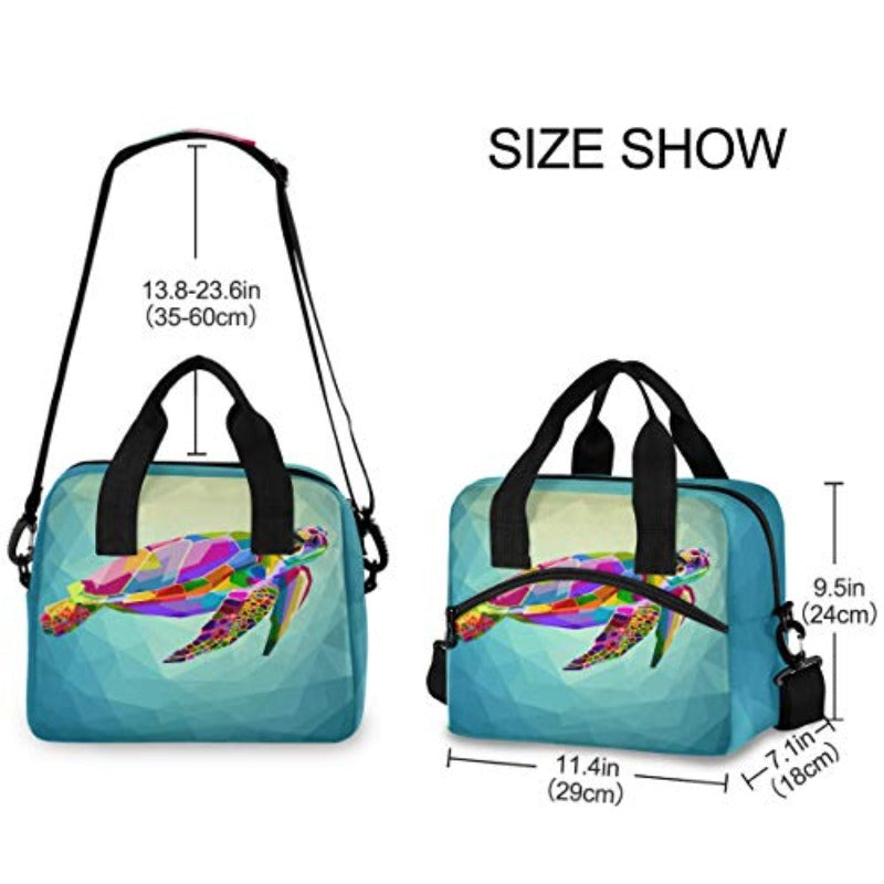 Colorful Turtle Insulated Lunch Cooler Bag - Lily Bloom