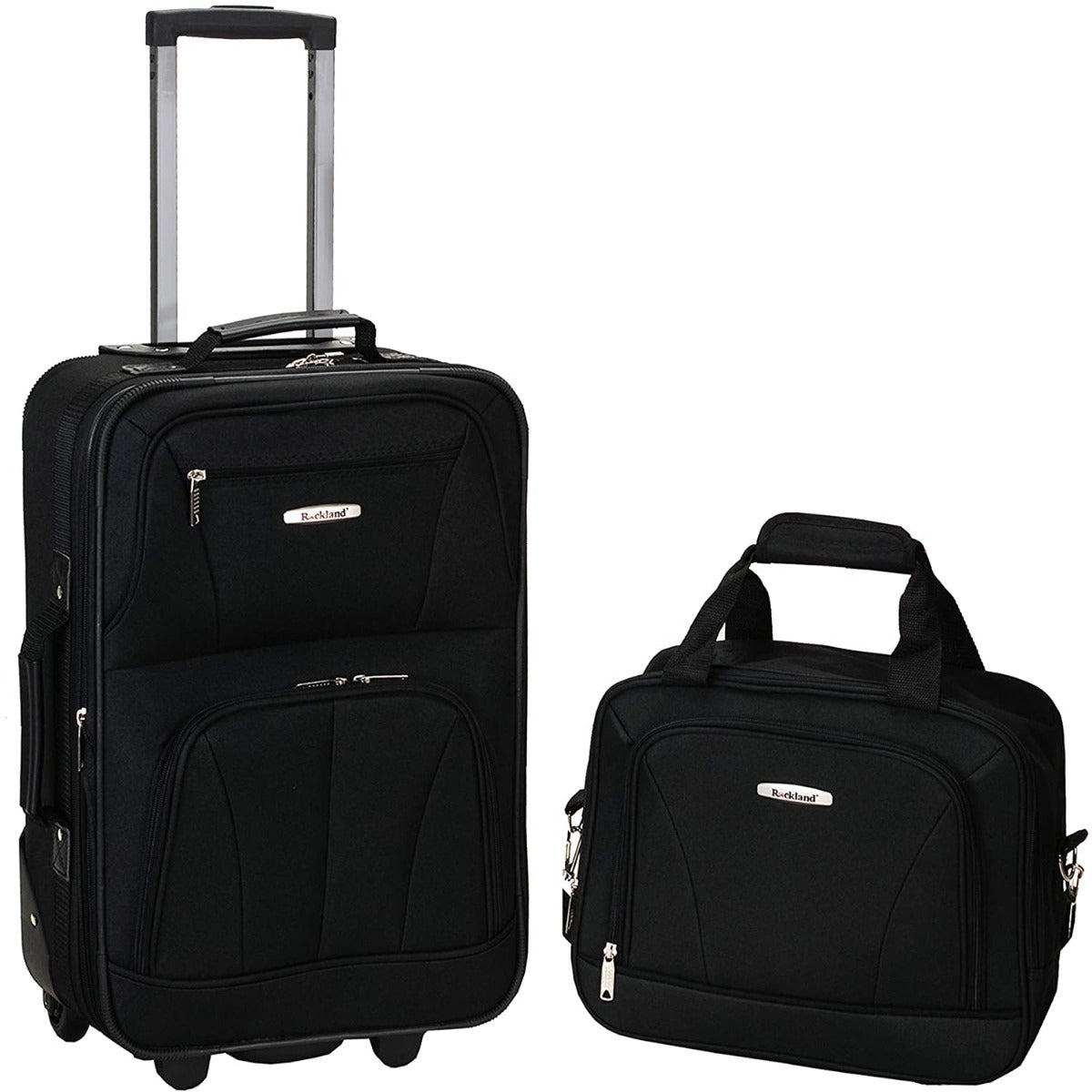 Fashion Soft-side Upright Luggage Set, Black, 2 pcs 14/19 | Lily Bloom