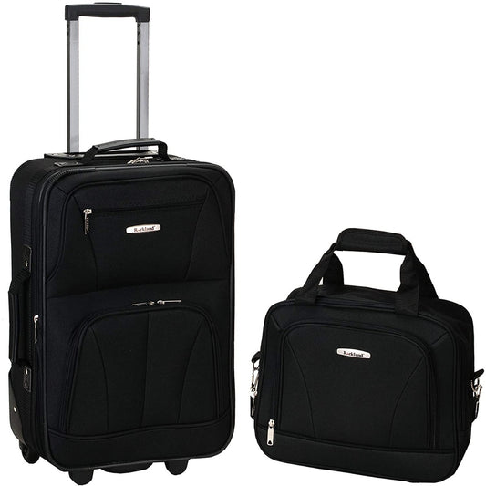 Fashion Soft-side Upright Luggage Set, Black, 2 pcs 14/19 | Lily Bloom