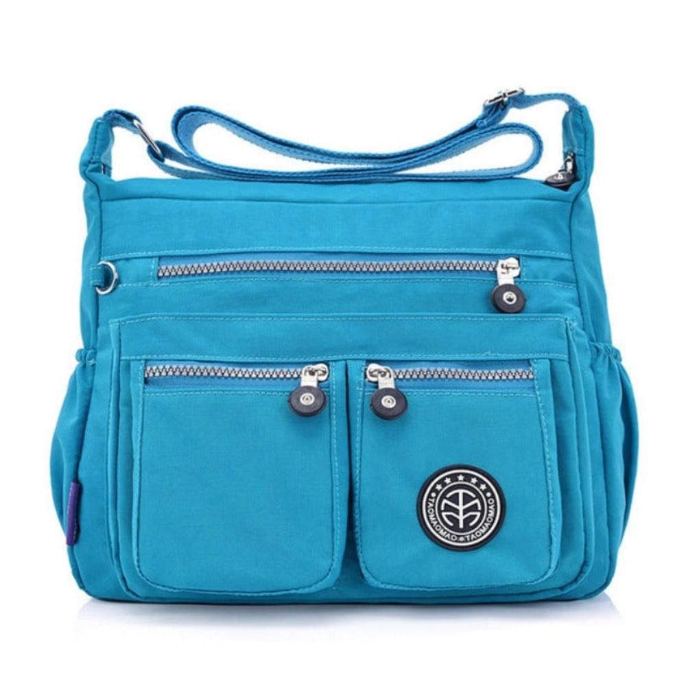 Fashion Solid Color Water Repellent Nylon Shoulder Bag Cross-body - Lily Bloom