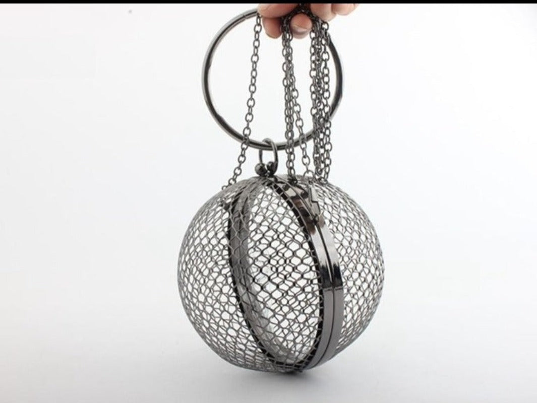 Hollow Metal Ball Shoulder Bag Gold Round Clutch Luxury Cross-Body Purse - Lily Bloom