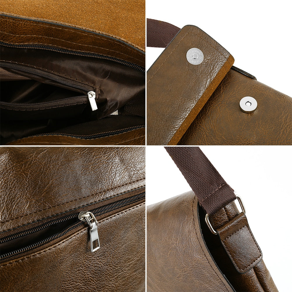 Leather Messenger Casual Business Vintage Cross-body Handbag - Lily Bloom