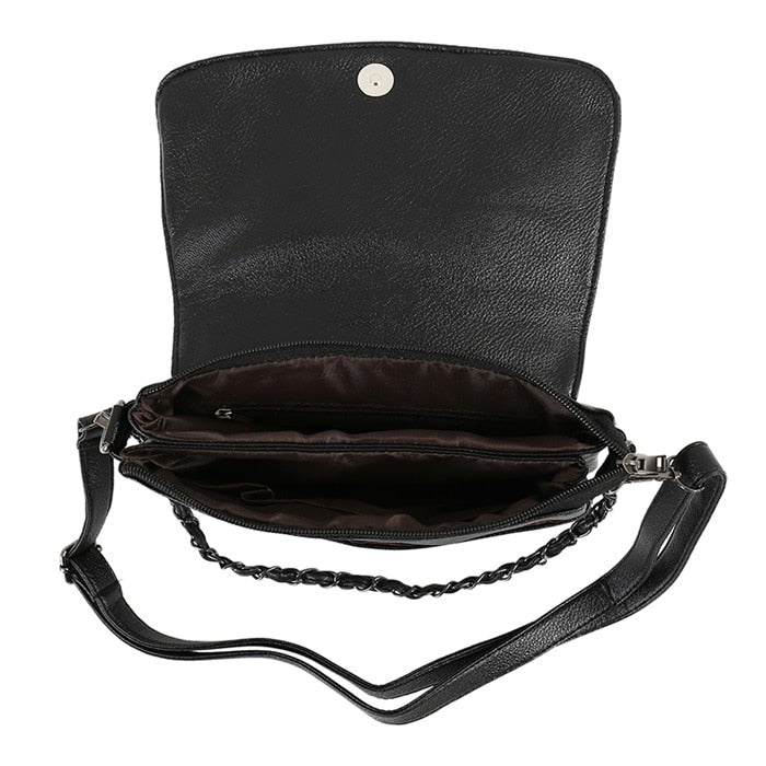 Leather Vintage Messenger Cool Skull Rivets Shoulder Punk Cross-body Handbag - Lily Bloom