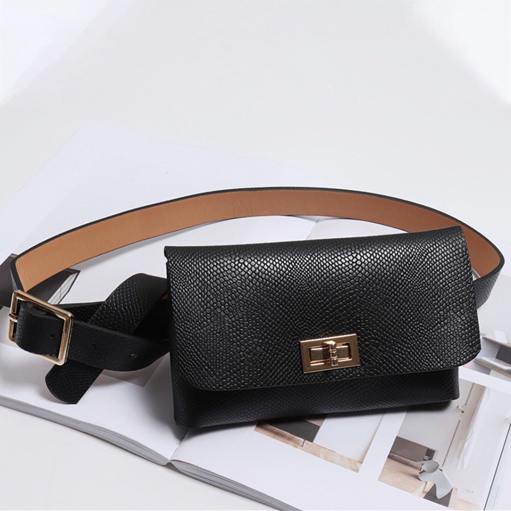 Serpentine Button Leather Snake Skin Waist Belt - Lily Bloom