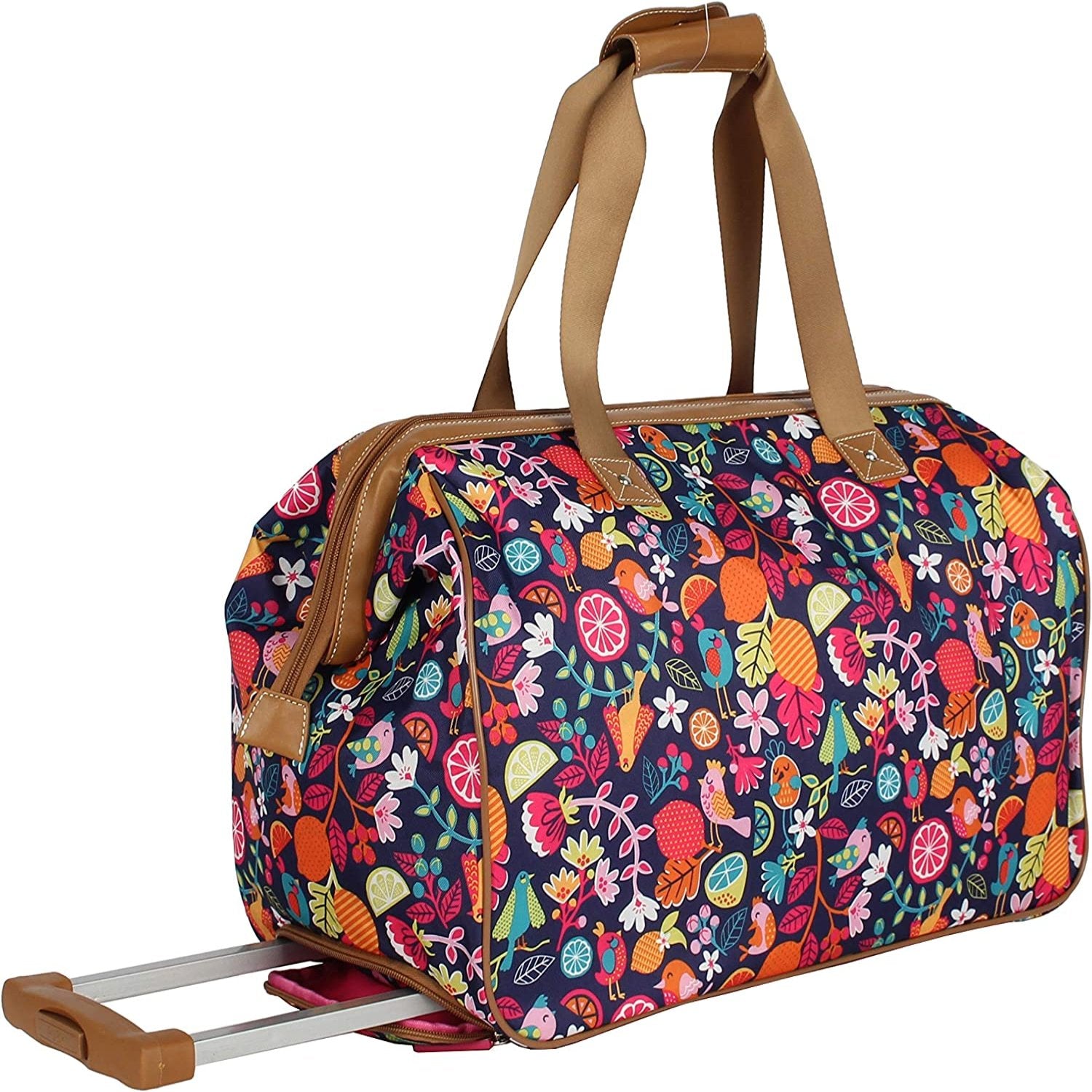 Luggage Designer Pattern Suitcase Wheeled Duffel Carry On Bag 22in- Lily Bloom