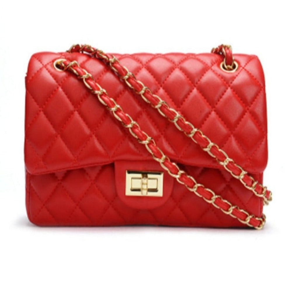 Quilted Leather Cross-body Chain Messenger Shoulder Bag - Lily Bloom Store