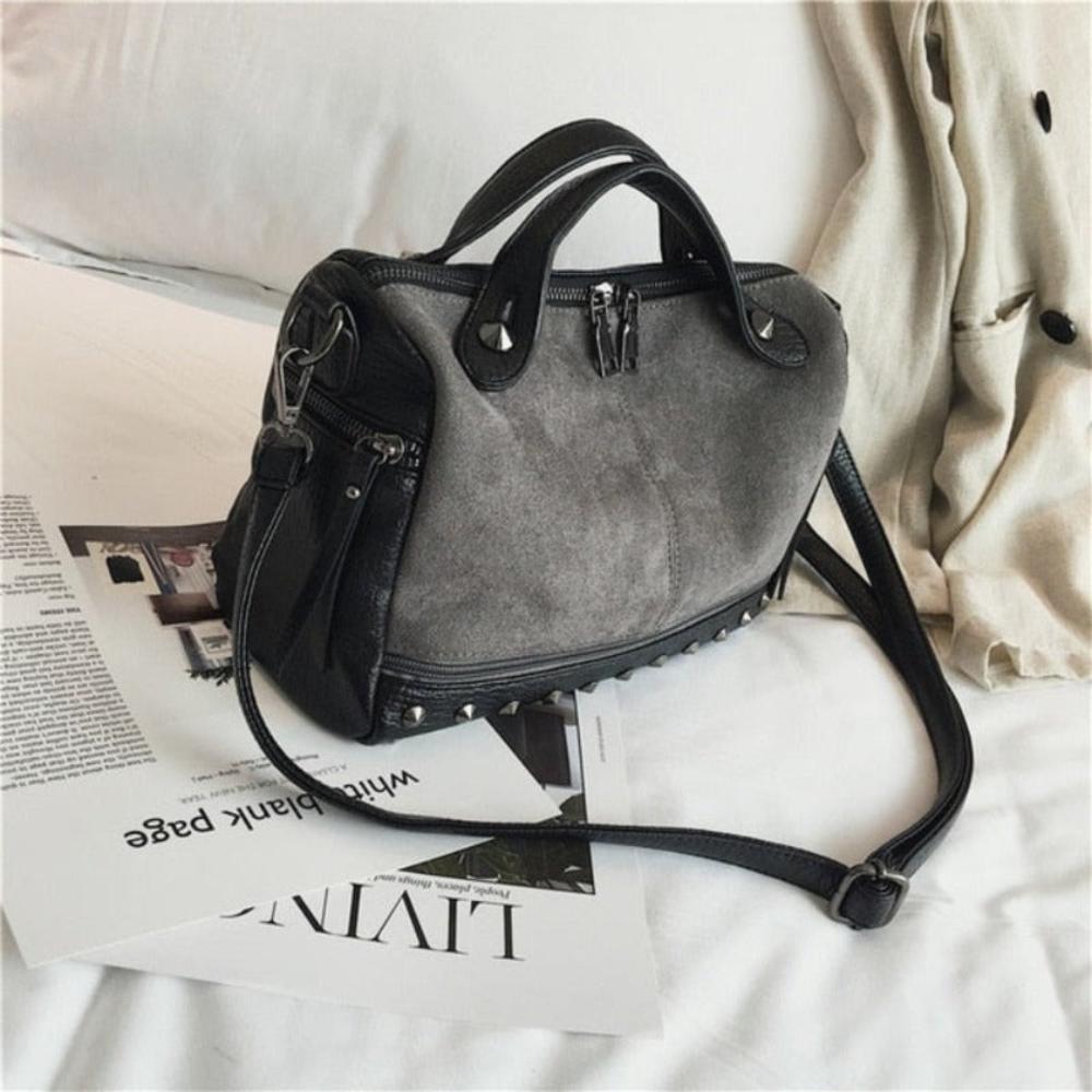 Top Handle Shoulder Bag With Rivets High Quality Leather Large capacity Tote Bag - Lily Bloom