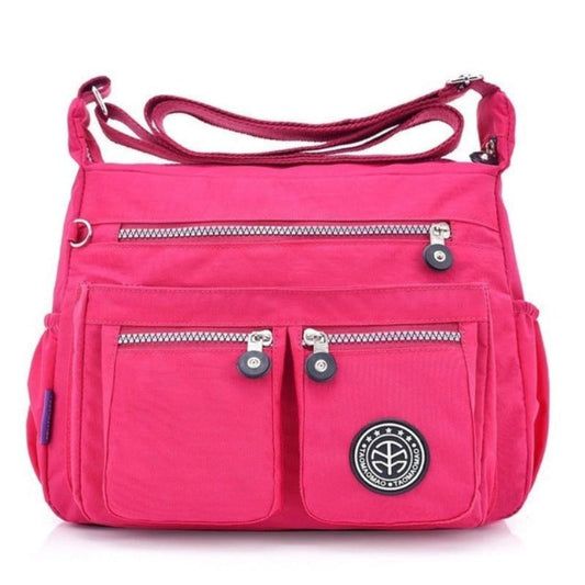 Shoulder Waterproof Nylon Handbag Zipper Purse Crossbody Bag - Lily Bloom