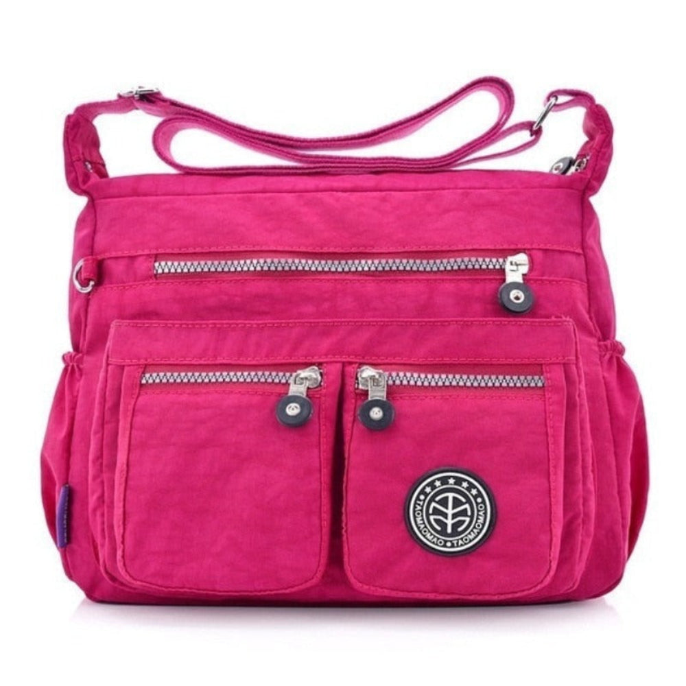 Shoulder Waterproof Nylon Handbag Zipper Purse Crossbody Bag - Lily Bloom