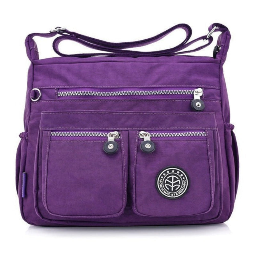 Shoulder Waterproof Nylon Handbag Zipper Purse Crossbody Bag - Lily Bloom