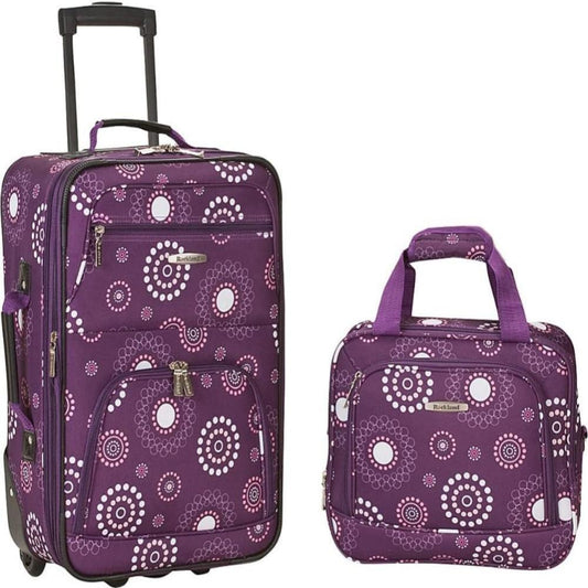 Fashion Soft-side Upright Luggage 2-Piece 14" and 19" Set - Lily Bloom