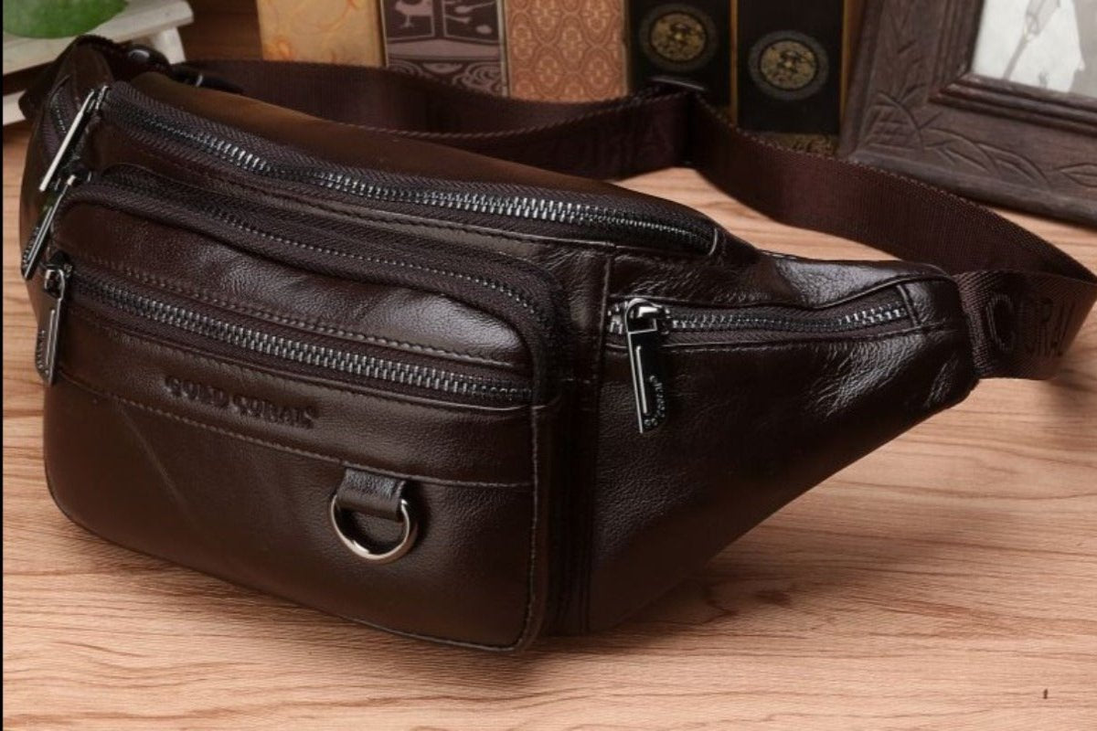 Genuine Leather Waist Chest Pouch Single Shoulder Cross Body Bag Hip Bum Belt Pack - Lily Bloom