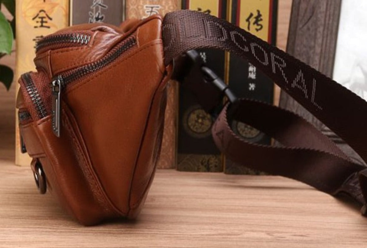 Genuine Leather Waist Chest Pouch Single Shoulder Cross Body Bag Hip Bum Belt Pack - Lily Bloom