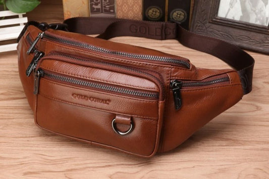 Genuine Leather Waist Chest Pouch Single Shoulder Cross Body Bag Hip Bum Belt Pack - Lily Bloom
