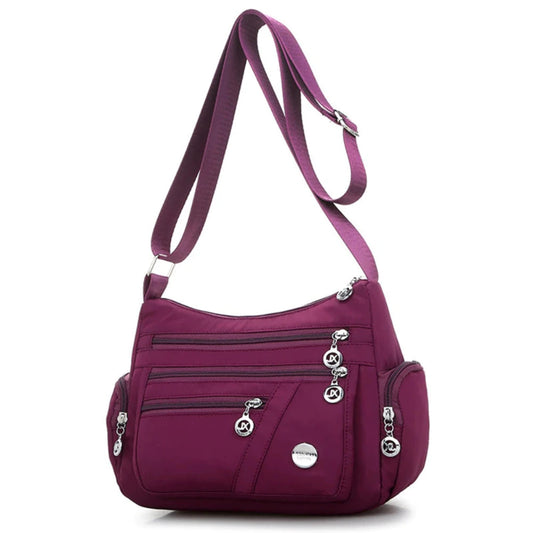 Women's Shoulder Lightweight Crossbody Multiple Pockets Messenger Bag - Lily Bloom
