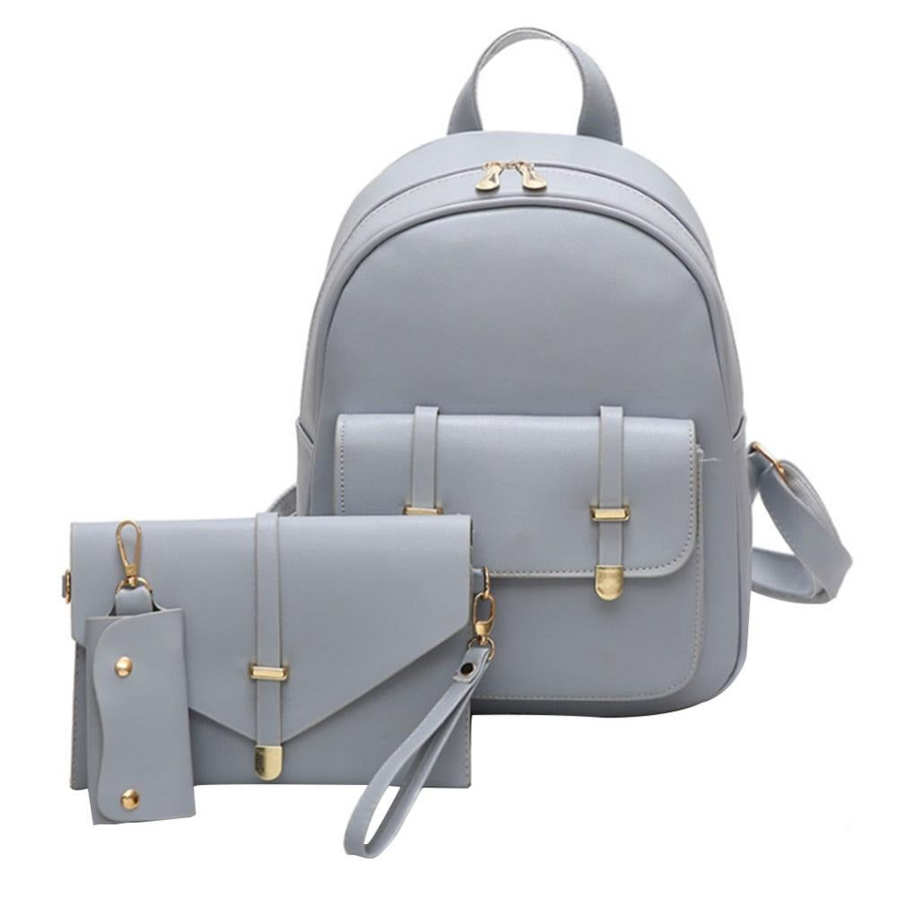 3 pcs Set Leather Shoulder Mini Backpack - Lily Bloom