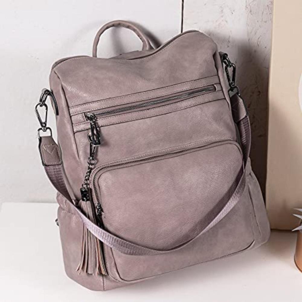 Backpack Purse Leather Designer Shoulder Bag with Tassel - Lily Bloom