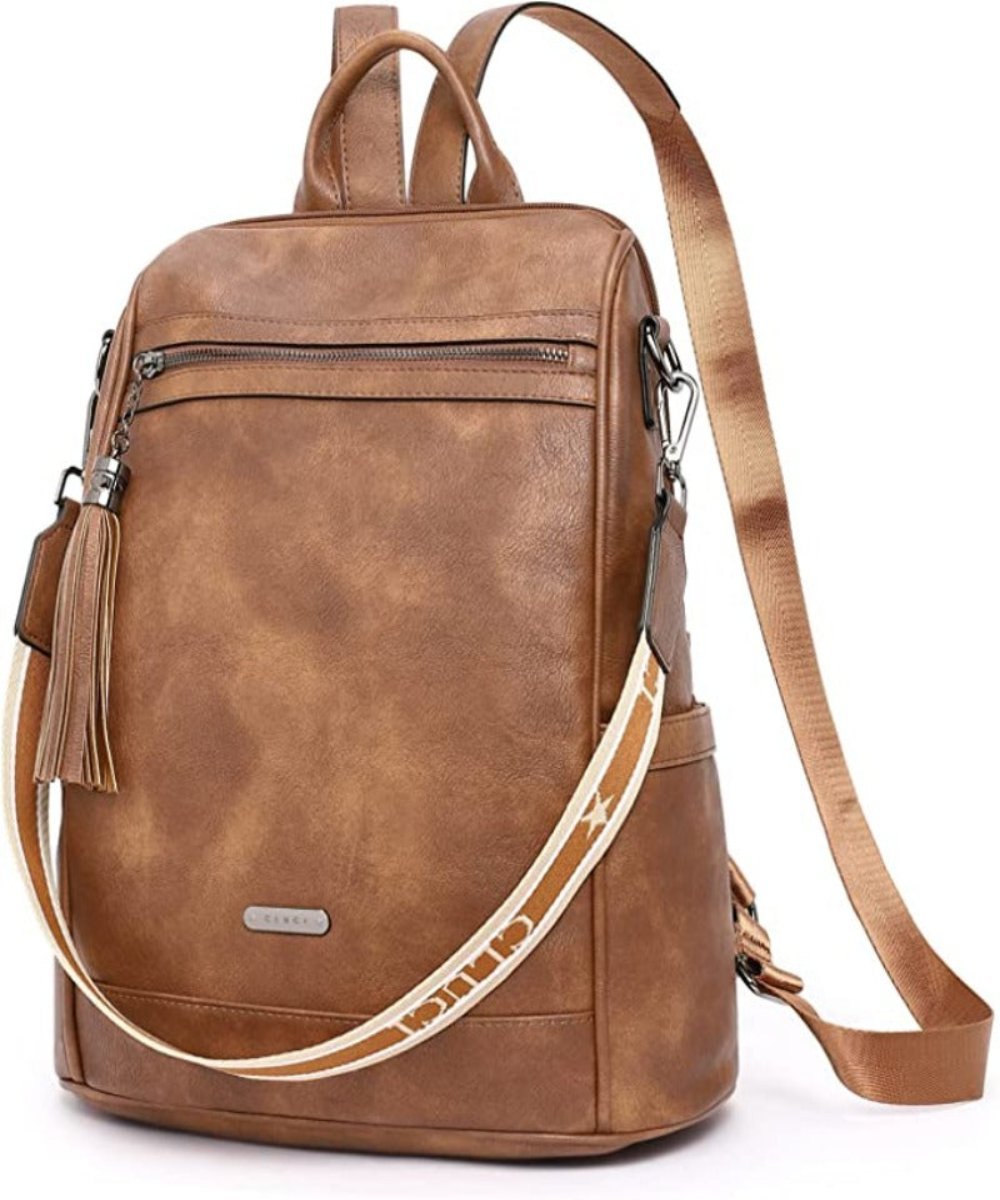 Backpack Purse Leather Designer Travel Large Shoulder Bag with Tassel - Lily Bloom