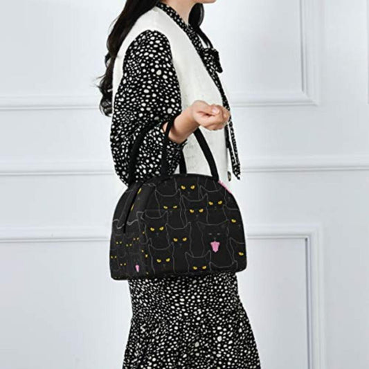 Cat Cute Re - usable Tote Cooler Insulated Lunch Bag - Lily Bloom