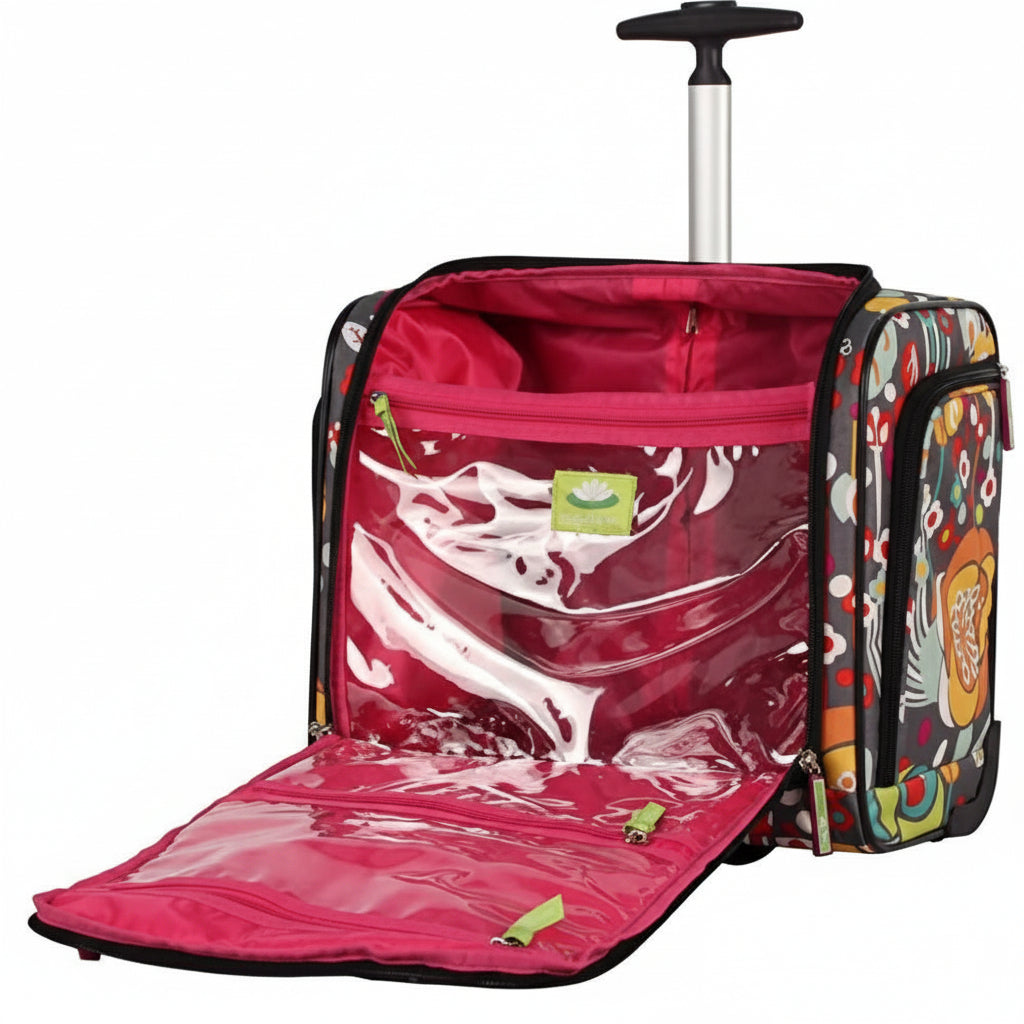 Designer 15 Inch Carry On Travel Luggage Lightweight Rolling Suitcase Bag - Lily Bloom