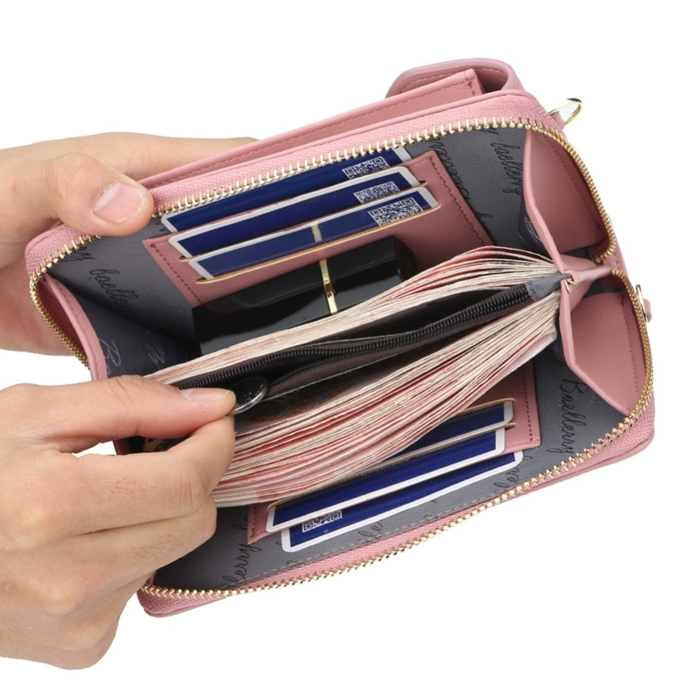 Leather Clutch Luxury Long Wrist-let Wallet Coin Purse Card Holder - Lily Bloom