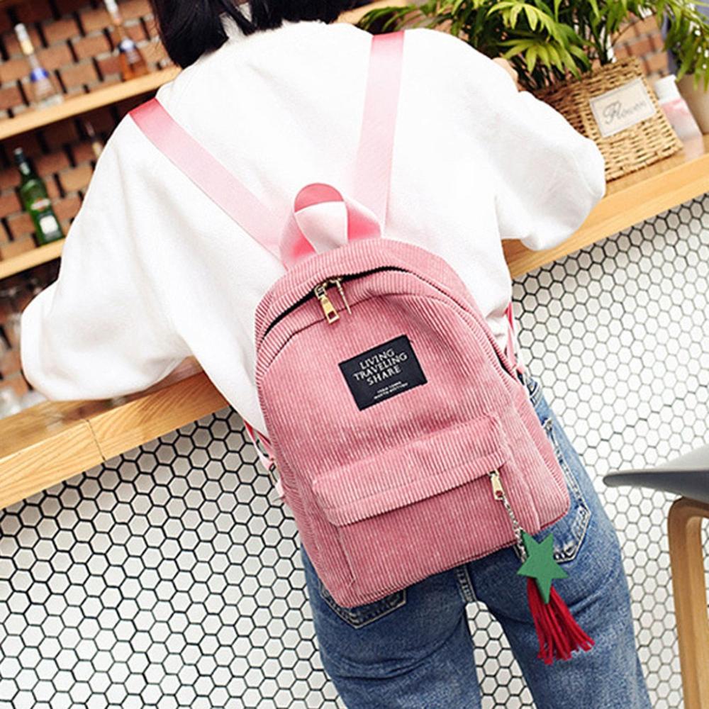 Fashion Corduroy Soft Fabric Backpack - Lily Bloom