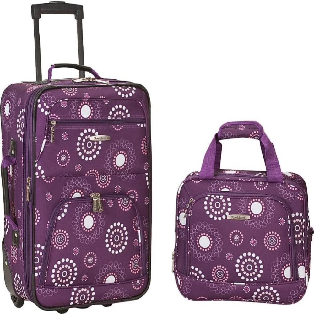 Fashion Soft - side Upright Luggage 2 - Piece 14" and 19" Set - Lily Bloom
